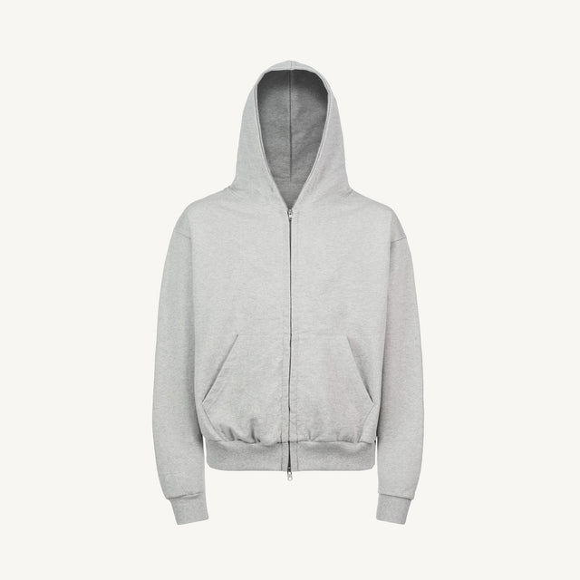 Light Grey Marl Ultra Heavy Oversized Zipped Hoodie.