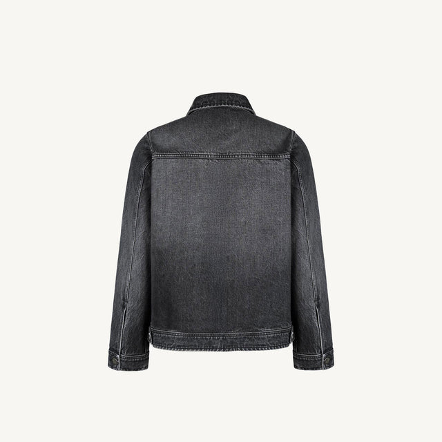 Faded Mid Black Relaxed Denim Jacket.