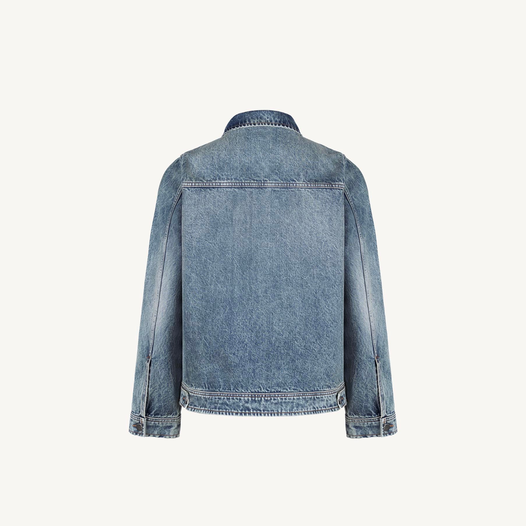Faded Mid Blue Relaxed Denim Jacket. – WATC STUDIO