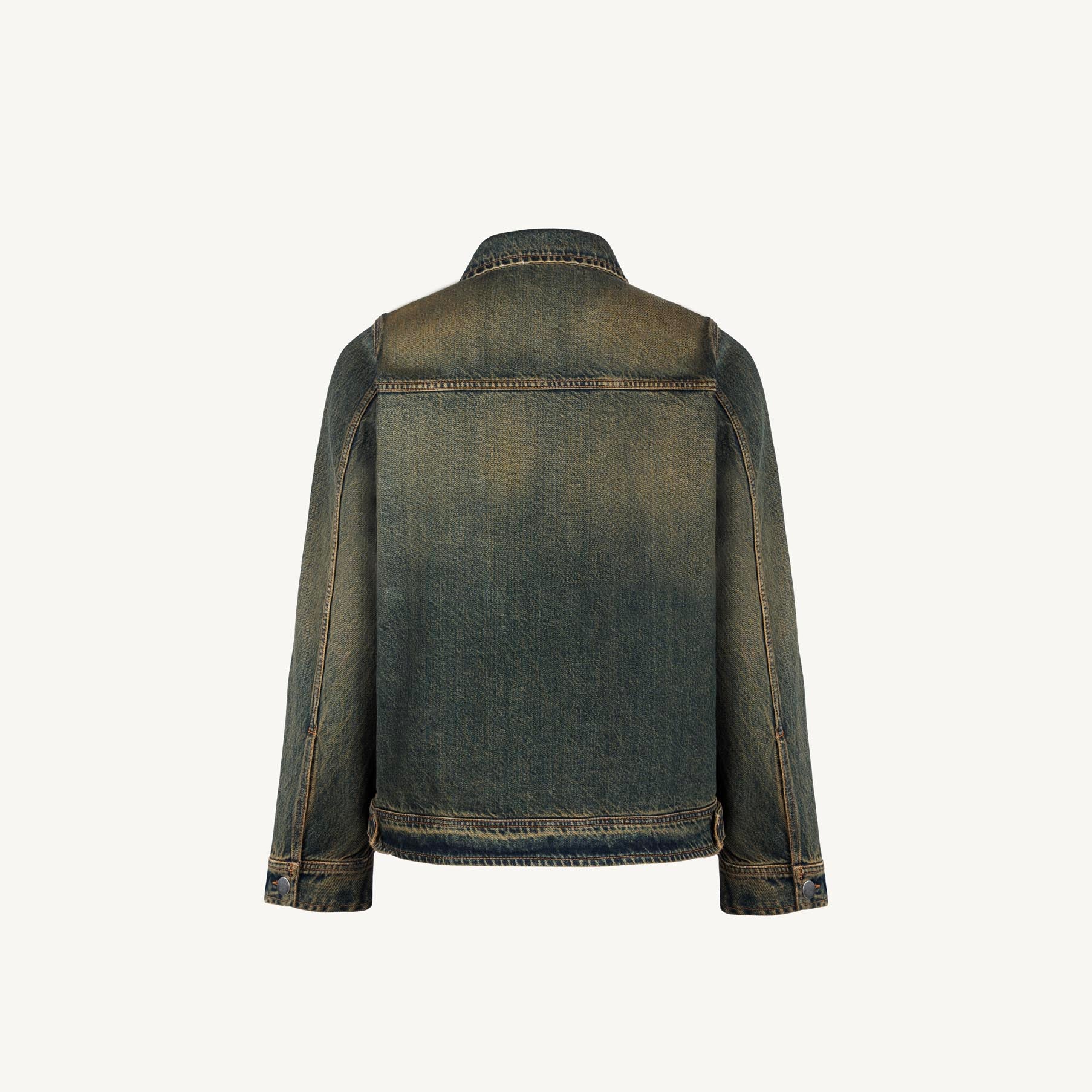 Faded Burn Storm Blue Relaxed Denim Jacket. – WATC STUDIO