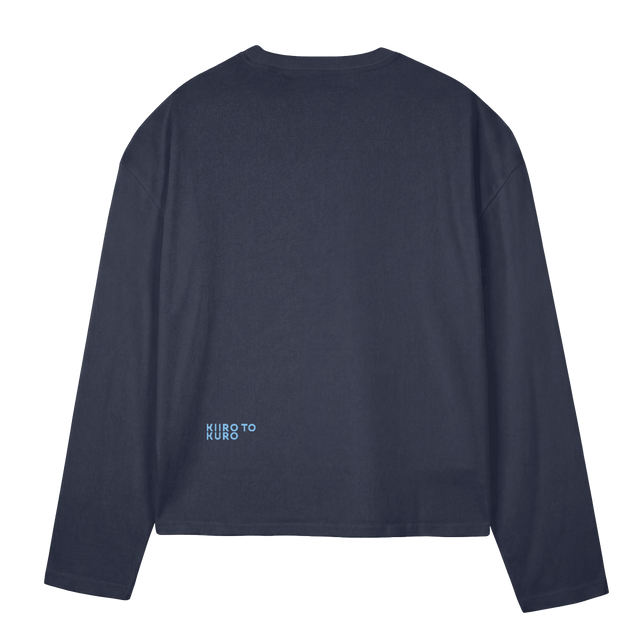 MOONBLAUW  Navy Blue Oversized Boxy LS Tee.