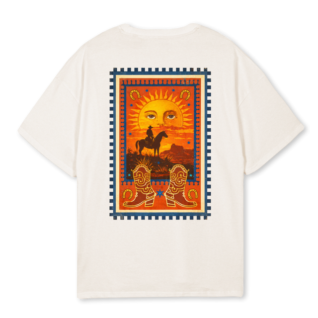 SUNSETRODEOH Vintage White Oversized Tee.