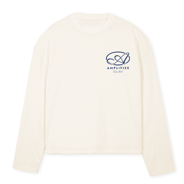 AMPLIFIZE Vintage White Oversized Boxy LS Tee.