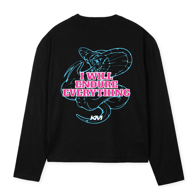 WINTERLONGEND Black Oversized Boxy LS Tee.