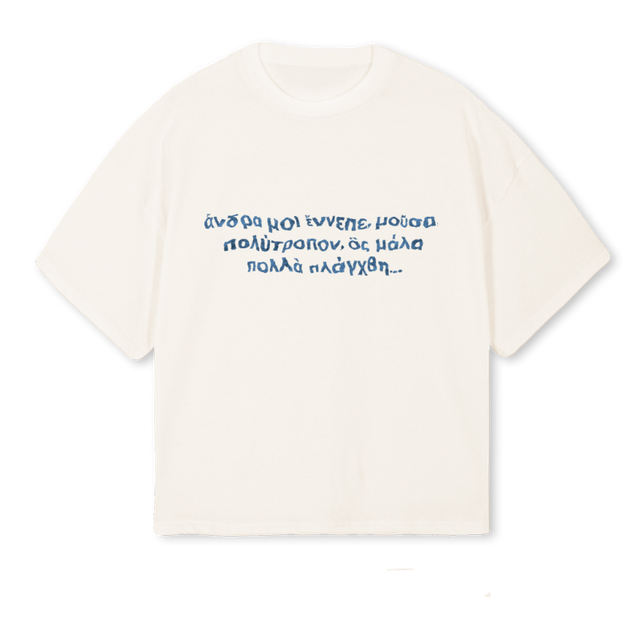 ODYSSEYOPENINGBLUTEE Vintage White Oversized Boxy Tee.