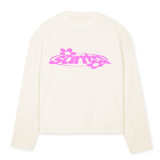 SANTATWOLONGLESEEVE_PINK Vintage White Oversized Boxy LS Tee.