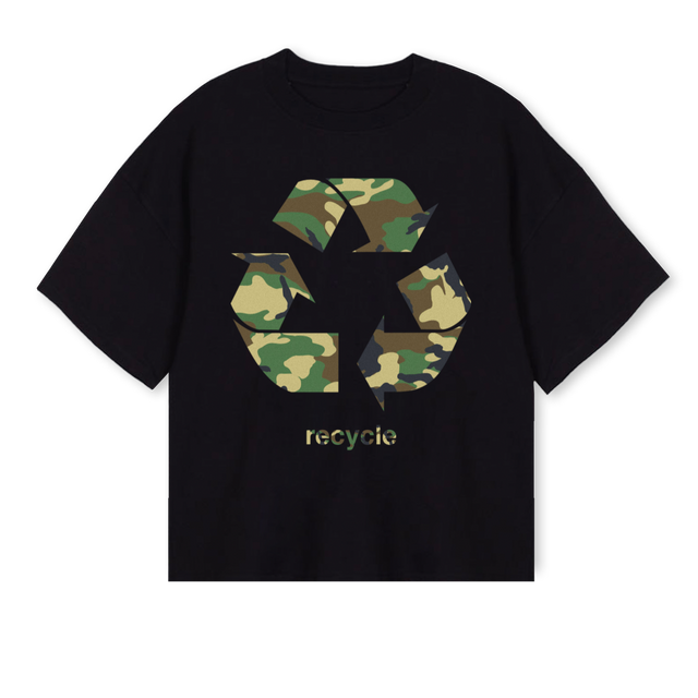 RECYCLETEEBLACK Black Oversized Boxy Tee.