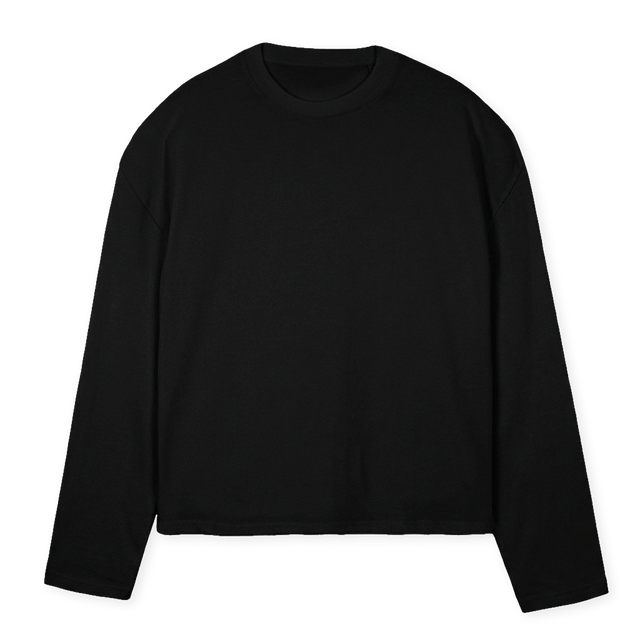 LNLLSTEEBLACK Black Oversized Boxy LS Tee.