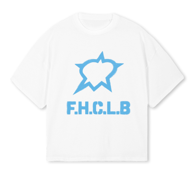 DISTRESSEDFHCLB White Oversized Boxy Tee.
