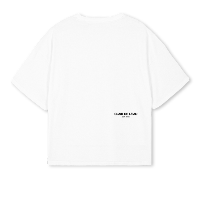 BOTH SIDES CDL EST White Oversized Boxy Tee.
