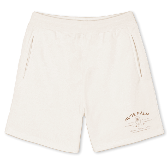 BOHEMIATHLEISURESET_SHORTS Vintage White Sweatshorts.