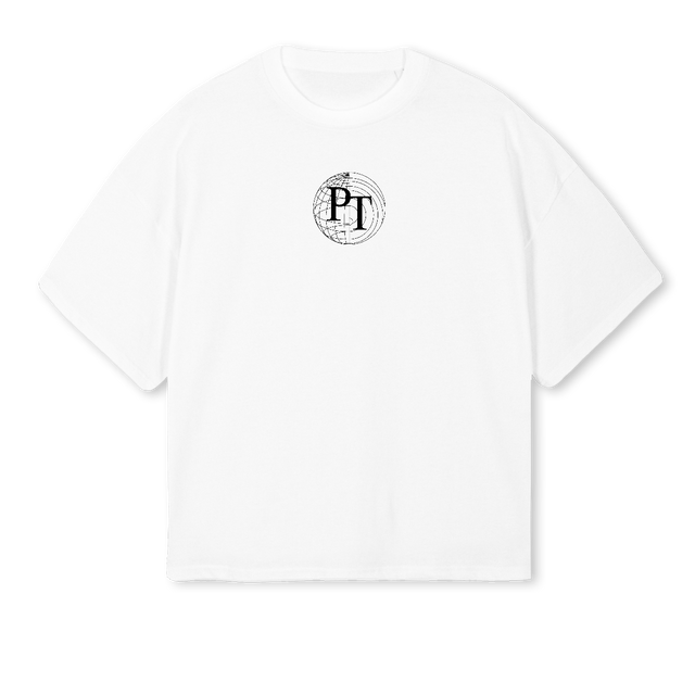 BUILDWHATENDURES White Oversized Boxy Tee.