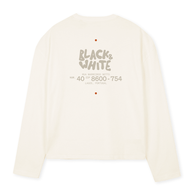 BLAC Vintage White Oversized Boxy LS Tee.