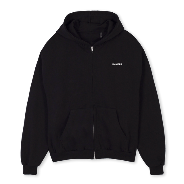 SLOPPY Black Oversized Zipped Hoodie.