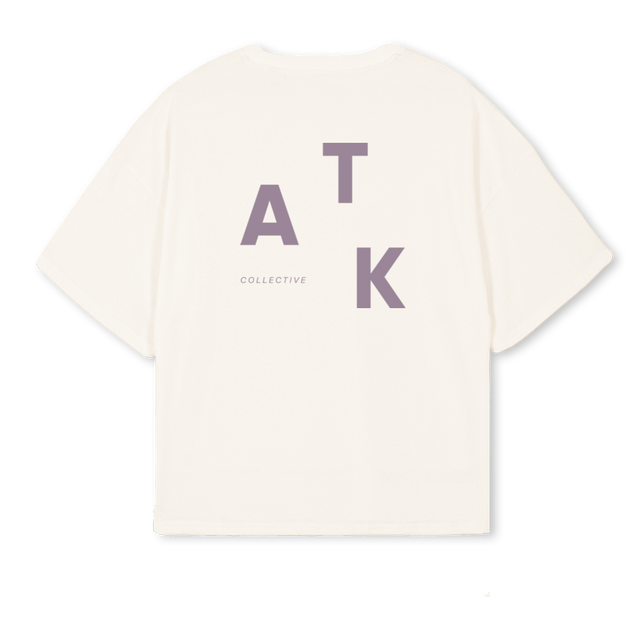 VINTAGEWHITEPURPLE Vintage White Oversized Boxy Tee.