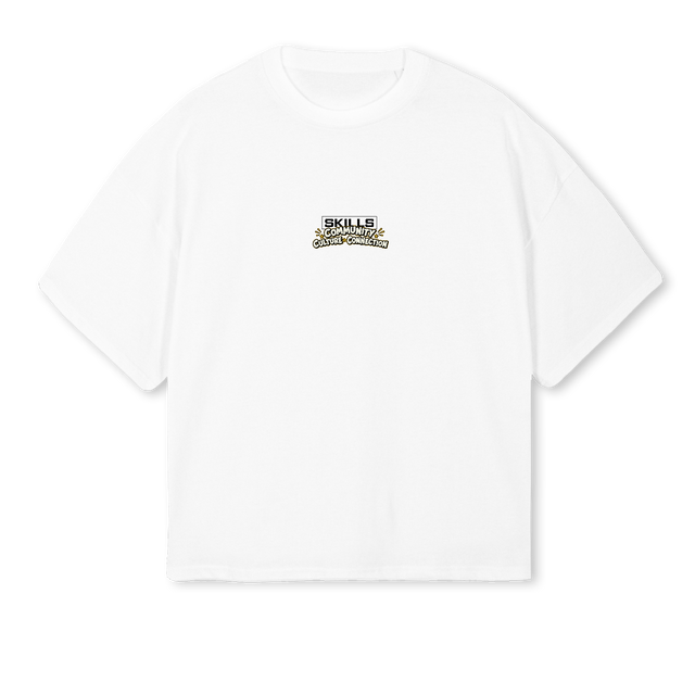 SKILLSCOMMUNITYHVIT White Oversized Boxy Tee.