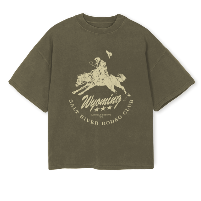 RODEOOLIVE Vintage Olive Oversized Boxy Tee.