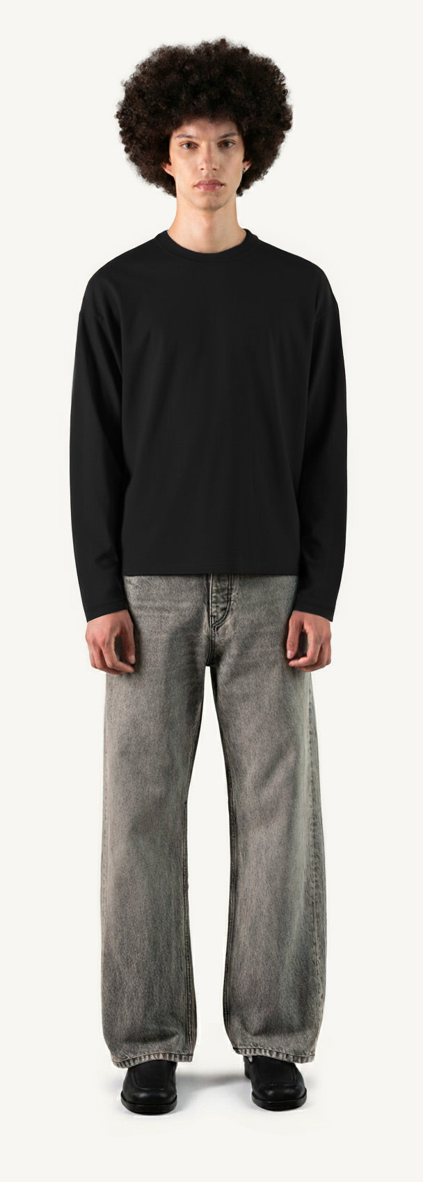 Black Oversized Boxy LS Tee.