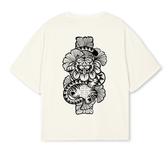 TIGRE CHIARA  Cream Oversized Boxy Tee.