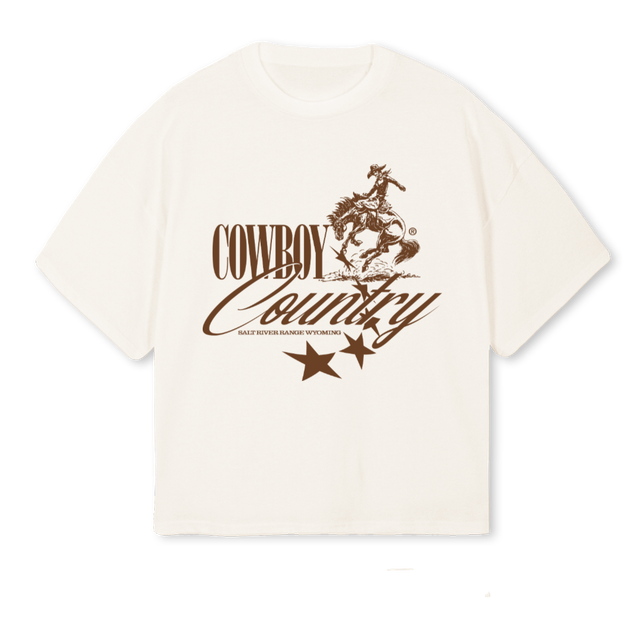 COWBOYCOUNTRY Vintage White Oversized Boxy Tee.
