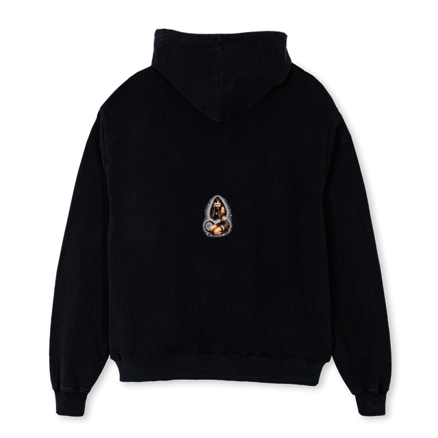 SLOPPY Black Oversized Zipped Hoodie.