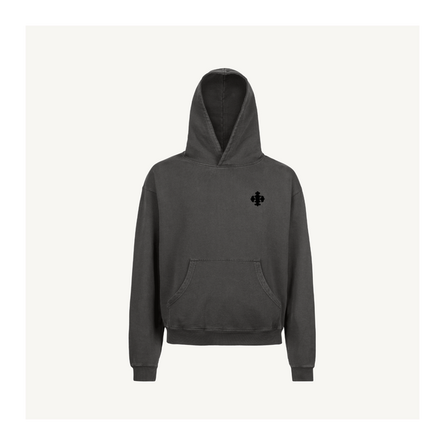 emblemhoodiefill Vintage Black Oversized Hoodie.