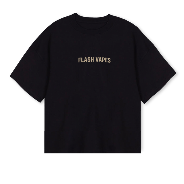 FLASH VAPES Black Oversized Boxy Tee.