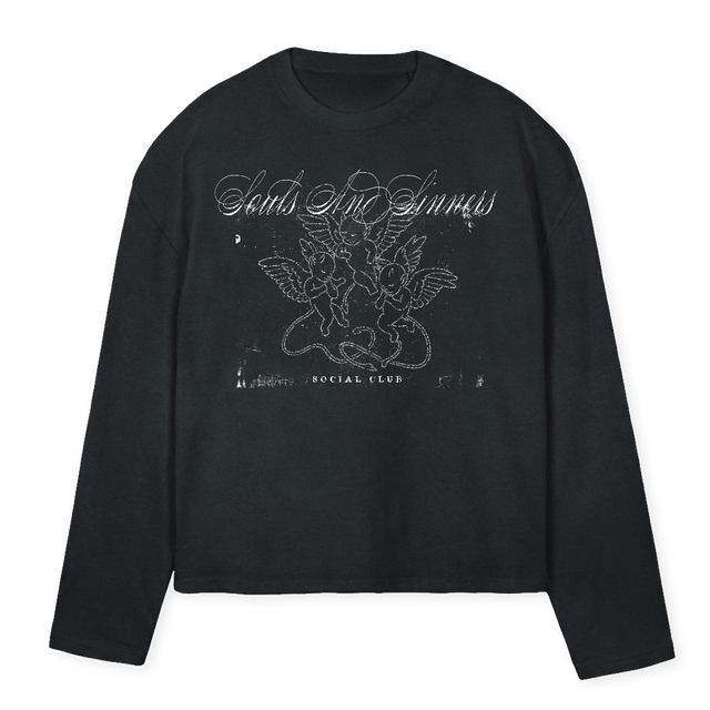 SOCIALCLUBBXLSVBLACK Vintage Black Oversized Boxy LS Tee.