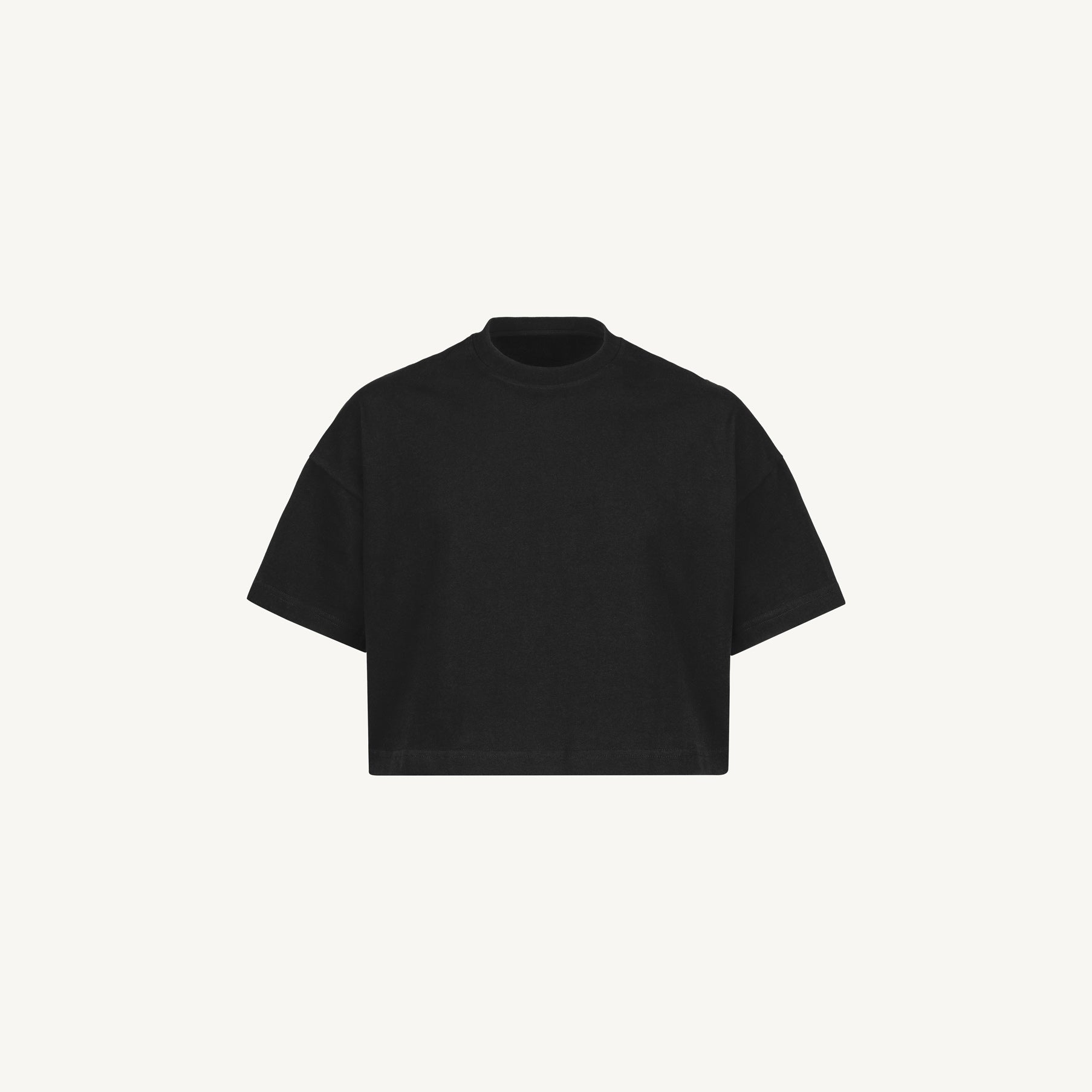Black Cropped Oversized Tee Mockups. WATC STUDIO
