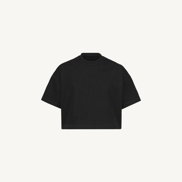 Black Cropped Oversized Tee. – WATC STUDIO