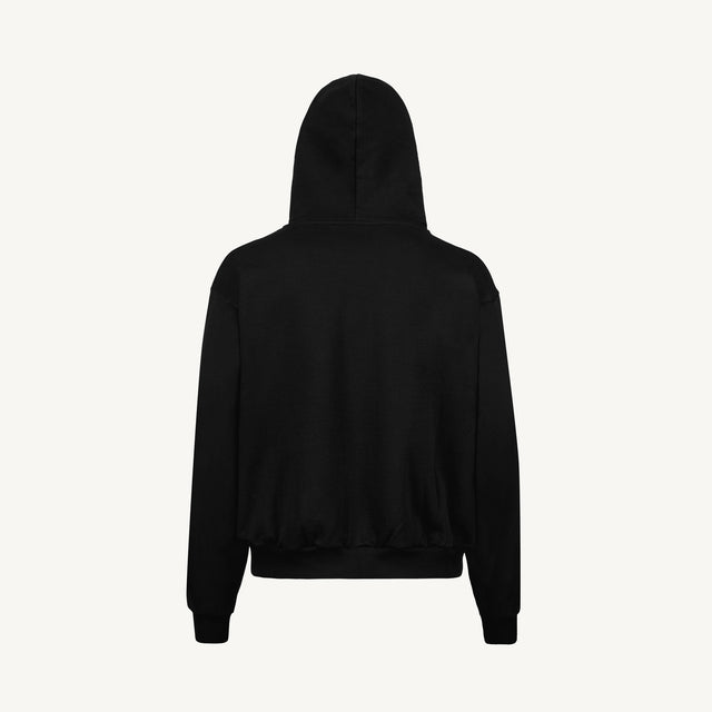 Black Oversized Zipped Hoodie.