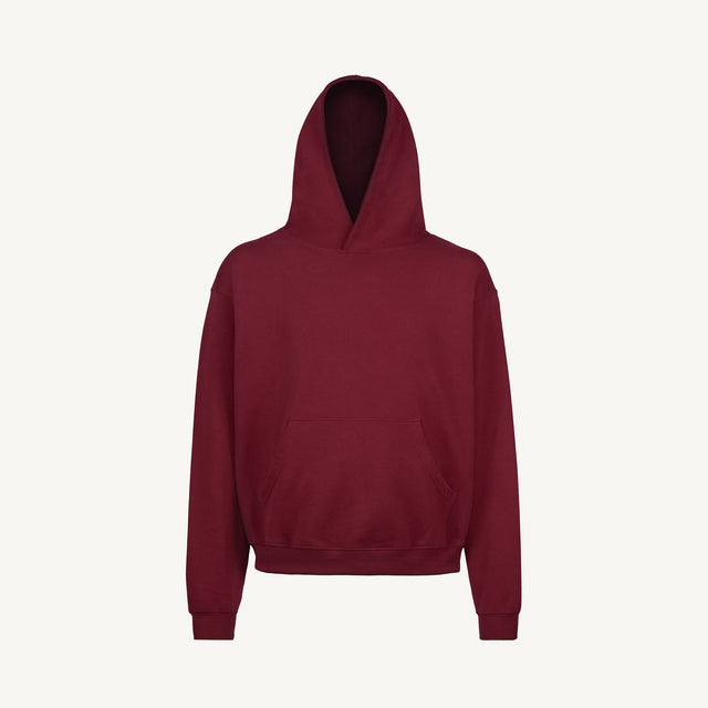 Burgundy Oversized Hoodie Mockups.