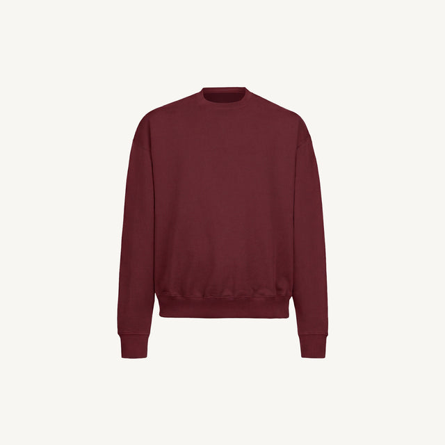 Burgundy Oversized Crewneck Sweater.