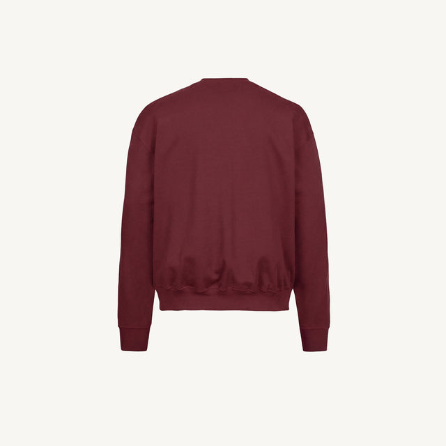 Burgundy Oversized Crewneck Sweater.