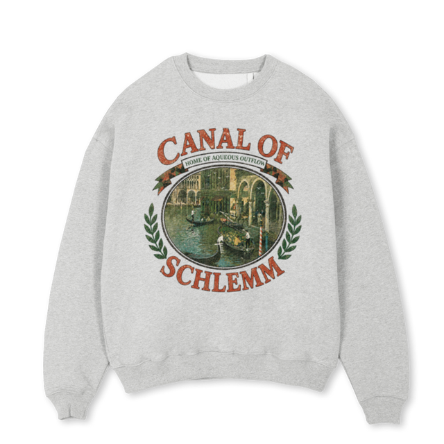 SCHLEMM LG Light Grey Marl Oversized Crewneck Sweater.