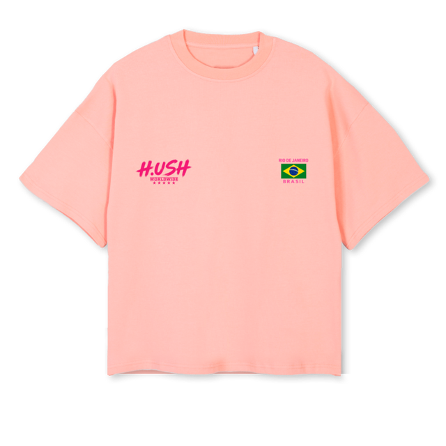 HUSH BRASIL Pink Clay Oversized Boxy Tee.