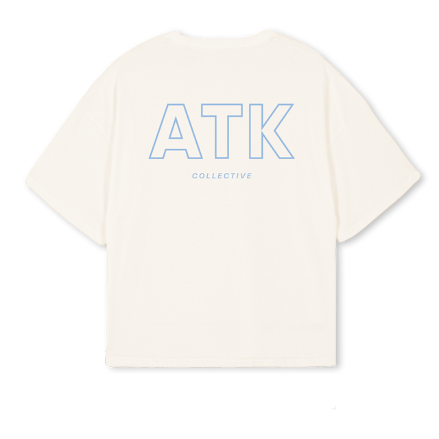 VINTAGEWHITEBLUE Vintage White Oversized Boxy Tee.