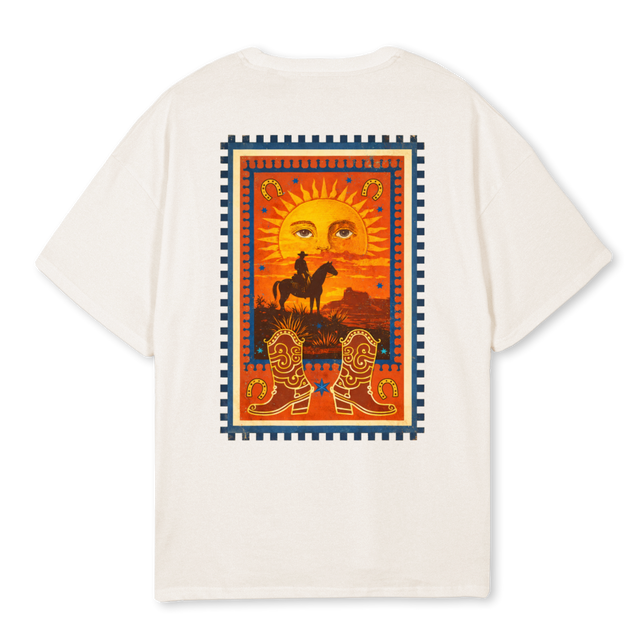 SUNRISERODEOC Vintage White Oversized Tee.