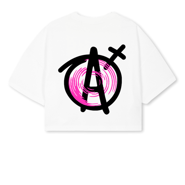 ADHDXAGNOSTICVBWCT White Cropped Oversized Tee.