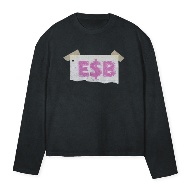 PAPER Vintage Black Oversized Boxy LS Tee.