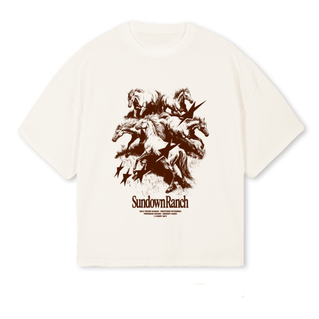 SUNRANCH Vintage White Oversized Boxy Tee.