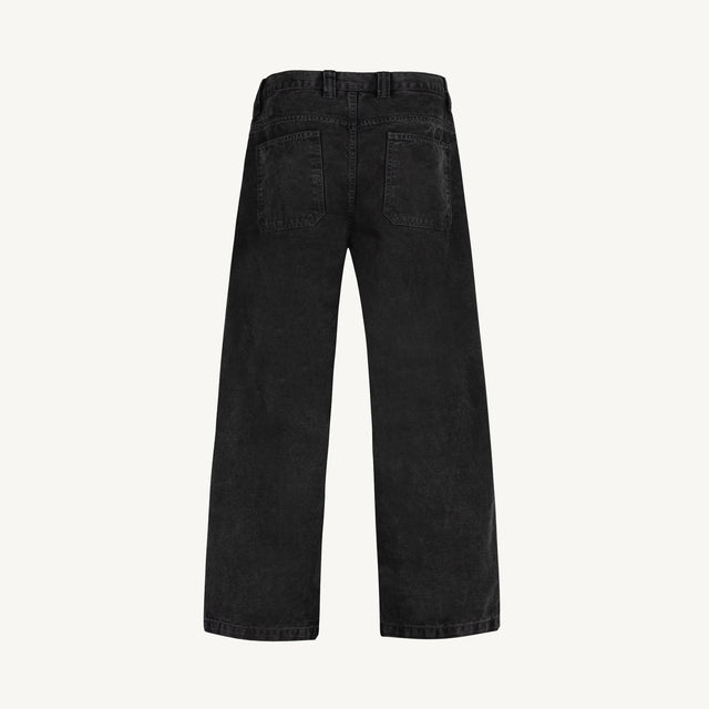 Street Black Relaxed Straight Canvas Pants.