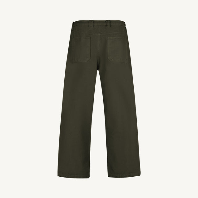 Olive Relaxed Straight Canvas Pants.