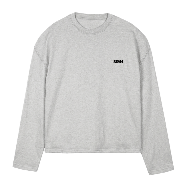 SSVNBASICLIGHTGREYLS Light Grey Marl Oversized Boxy LS Tee.
