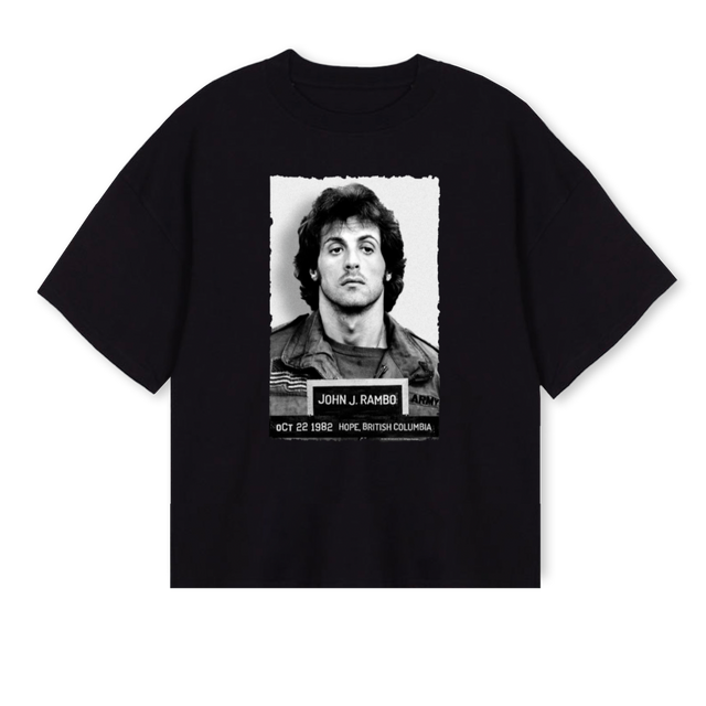 MUGSHOT Black Oversized Boxy Tee.