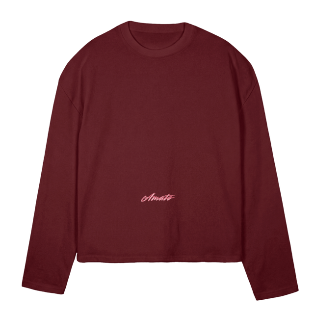 AMATOBASICS Burgundy Oversized Boxy LS Tee.
