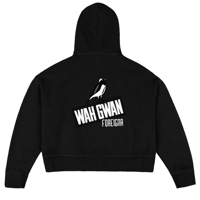 WAHGWANBIRD Black Oversized Boxy Hoodie.