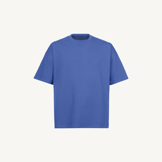 Cobalt Blue Oversized Boxy Tee Mockups.