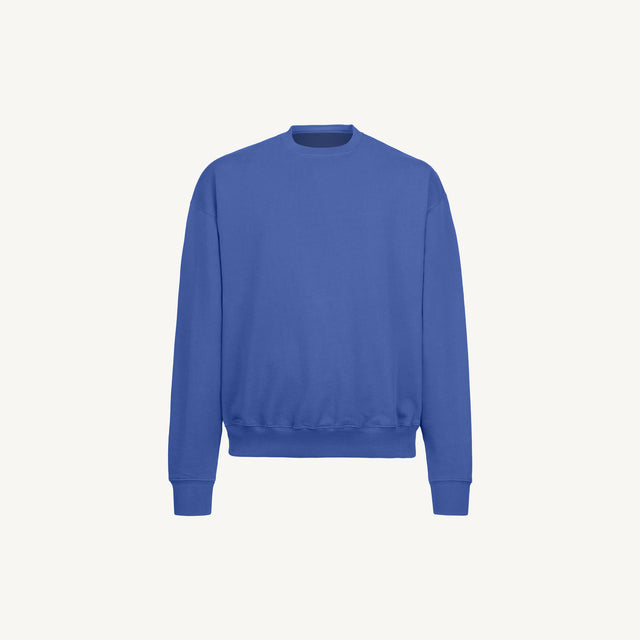 Cobalt Blue Oversized Crewneck Sweater Mockups.