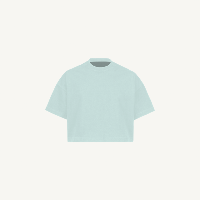 Cold Blue Cropped Oversized Tee.
